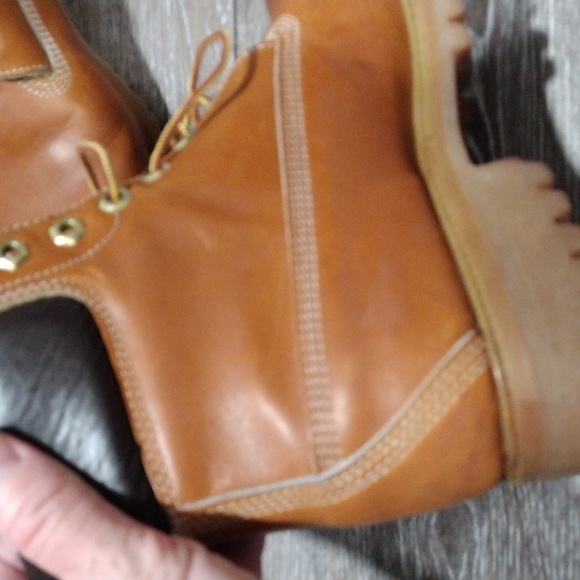 Timberland mens iconic brown and orange leather boots. size 7 - Picture 6 of 16